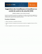 Suggestions des travailleuses et travailleurs au comité de santé et de sécurité (CSS)